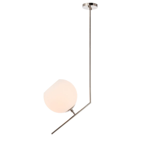 Ryland Chrome One-Light Pendant with Frosted White Glass, image 1