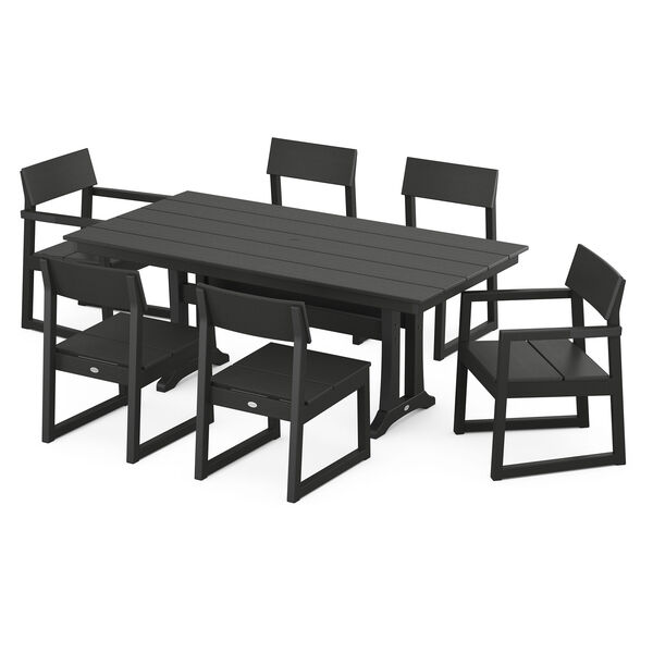 Edge Black Trestle Dining Set, 7-Piece, image 1