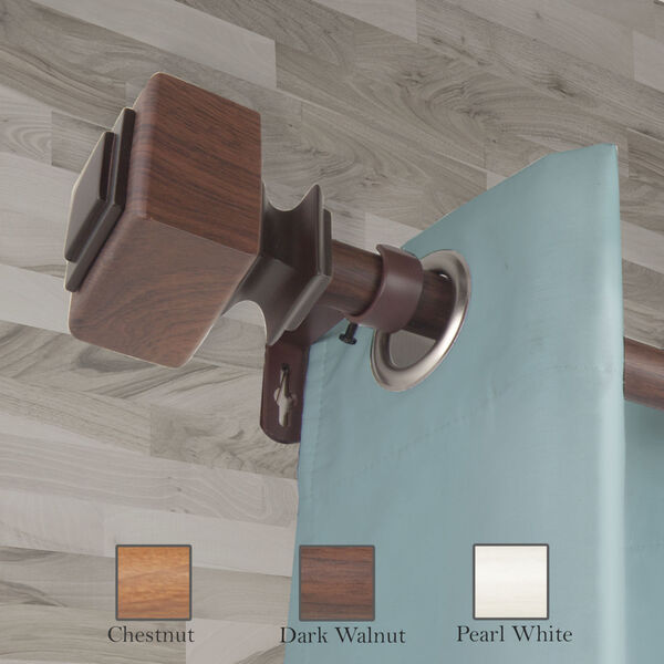 Willis Dark Walnut 28-48 Inch Faux Wood Curtain Rod, image 1
