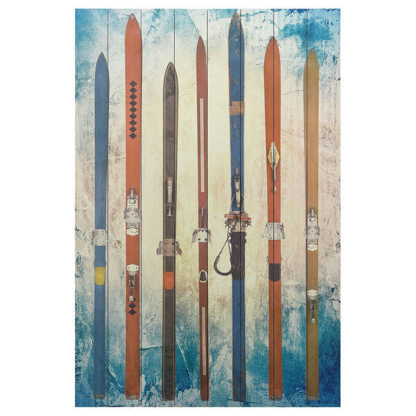 Retro Skis 2 Digital Print on Solid Wood Wall Art, image 2