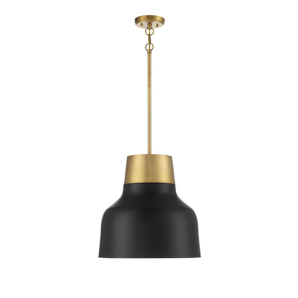 Chelsea Matte Black and Natural Brass 17-Inch One-Light Pendant, image 3