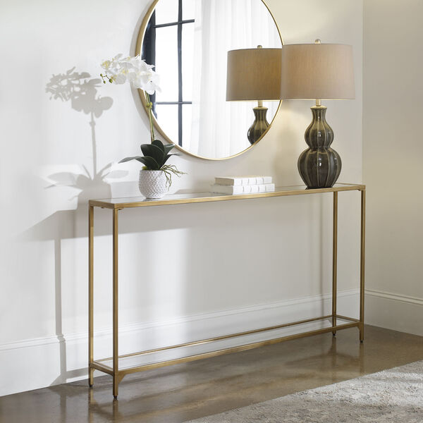 Linden Warm Gold Console Table, image 1