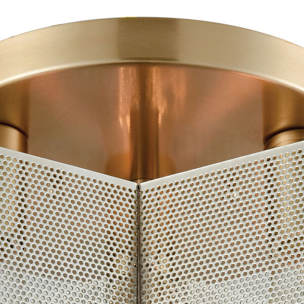 Compartir Polished Nickel and Satin Brass Three-Light Semi-Flush Mount, image 4