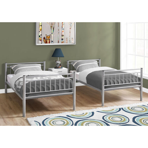 Silver Rectangular Twin Bunk Bed, image 3