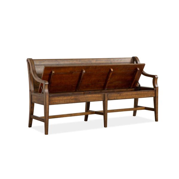 Bay Creek Aged Bronze Wood Bench with Back, image 2