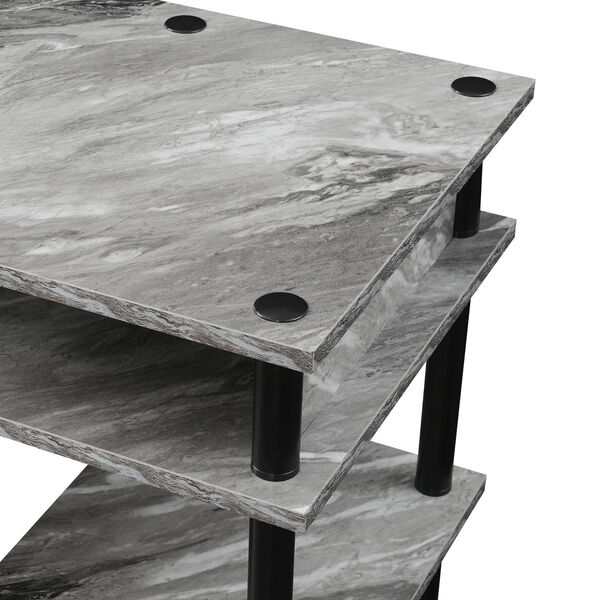 Designs2Go Gray Marble Black No Tools Student Desk with Shelves, image 4