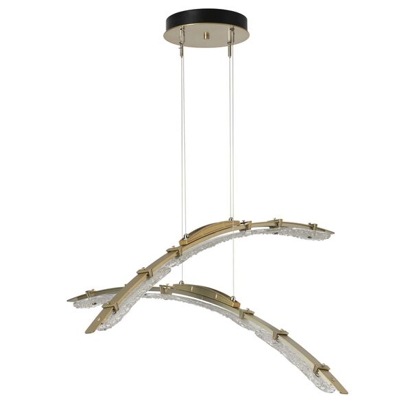 Glissade Modern Brass Two-Light Integrated LED Pendant with Clear Glass, image 4