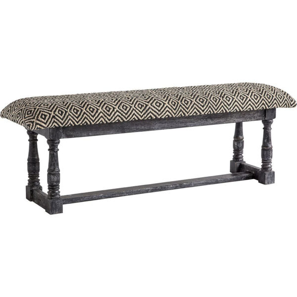 Denison Black and White Bench with Woven Cushion, image 1