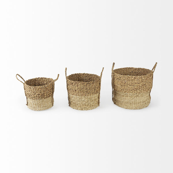 Morocco Brown Round Basket with Handle, Set of 3, image 2