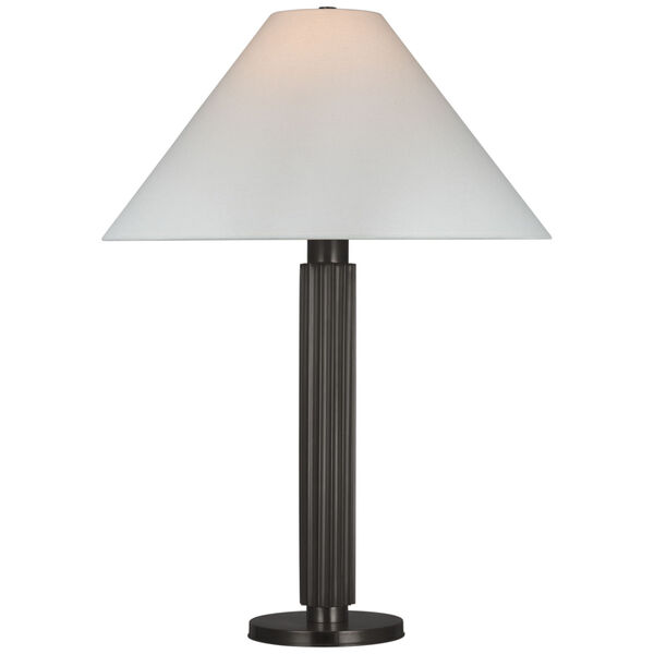 Durham Large Table Lamp in Bronze with Linen Shade by Marie Flanigan, image 1