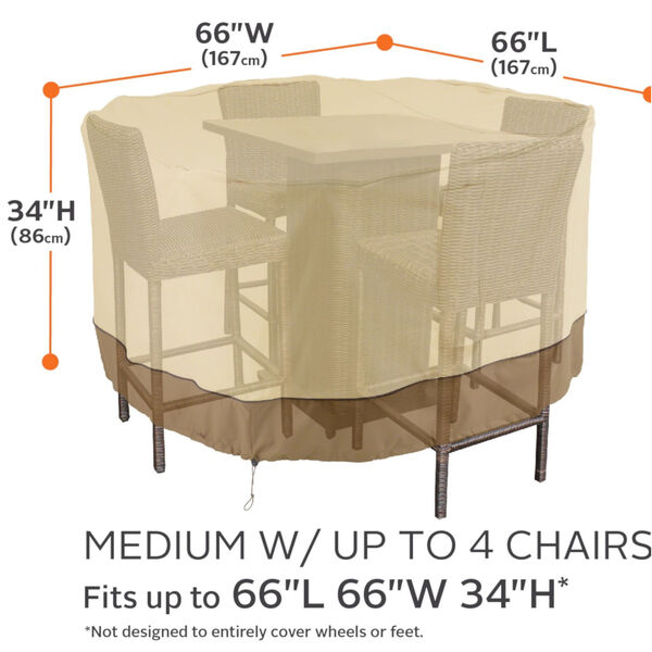 Ash Beige and Brown Square Patio Bar Table and Chair Set Cover, image 4