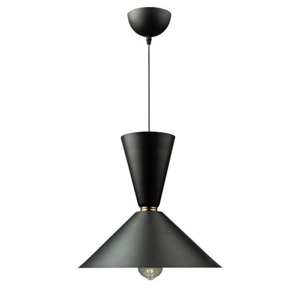 Tempo Matte Black and Brass One-Light Large Pendant, image 3