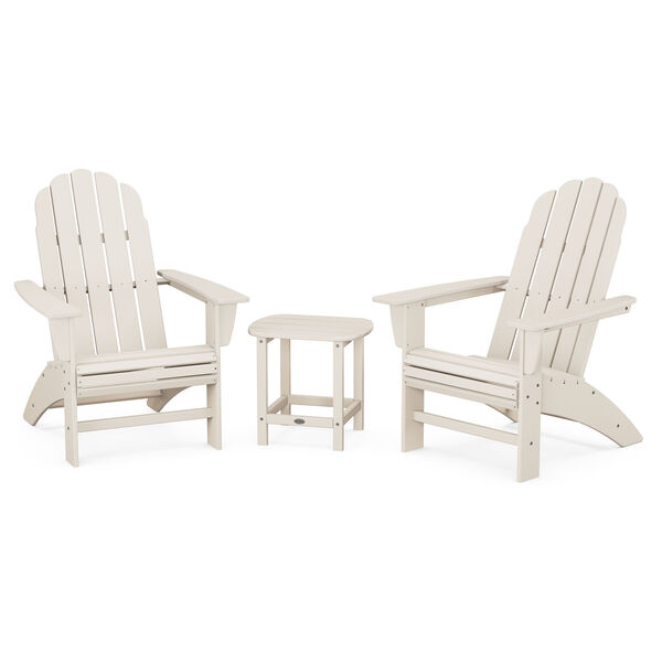 Vineyard Sand Curveback Adirondack Set with South Beach 18-Inch Side Table, 3-Piece, image 1