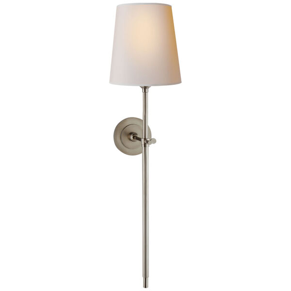 Bryant Large Tail Sconce in Antique Nickel with Natural Paper Shade by Thomas O'Brien, image 1