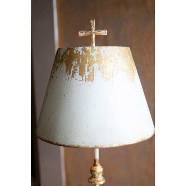 Gray Antique White and Gold Metal Table Lamp, image 2