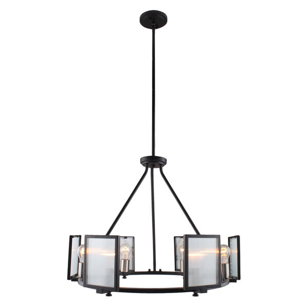 Henessy Black and Brushed Nickel 25-Inch Six-Light Chandelier, image 1
