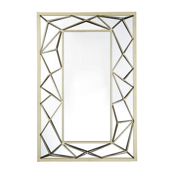 Erika Gold Rectangular Wall Mirror with Metal Geometric Frame, image 3