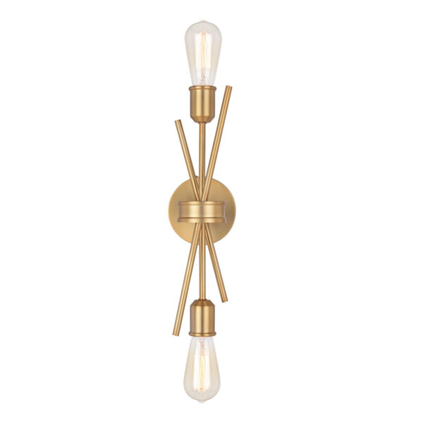 Estelle Natural Brass Two-Light Wall Sconce, image 1