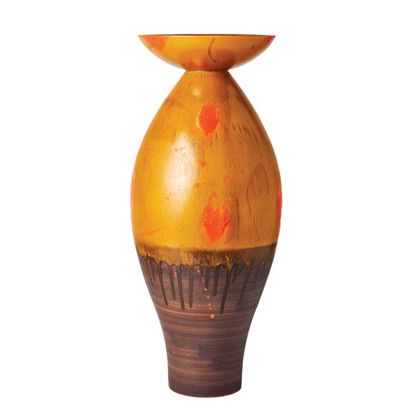 Orange 12-Inch Flare Top Melon Vase, image 3