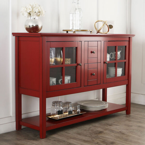 52-inch Wood Console Table TV Stand - Antique Red, image 1