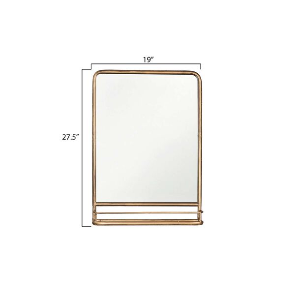 Brass 20 x 28-Inch Wall Mirror with Shelf, image 4
