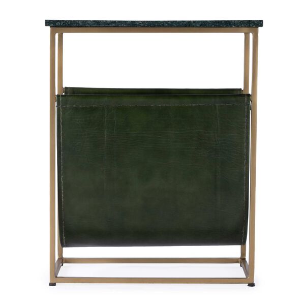 Edie Green Marble Leather Magazine Side Table, image 3