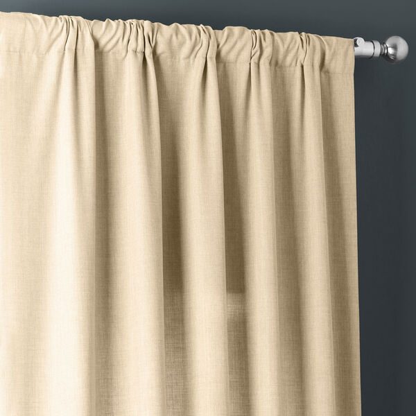 Italian Faux Linen Sepia Beige 50 in W x 84 in H Single Panel Curtain, image 4