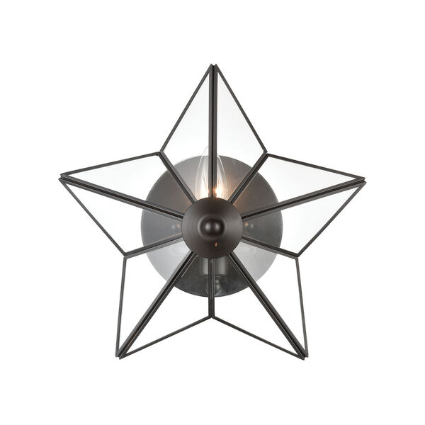 Moravian Star Oil Rubbed Bronze and Clear One-Light Wall Sconce, image 3