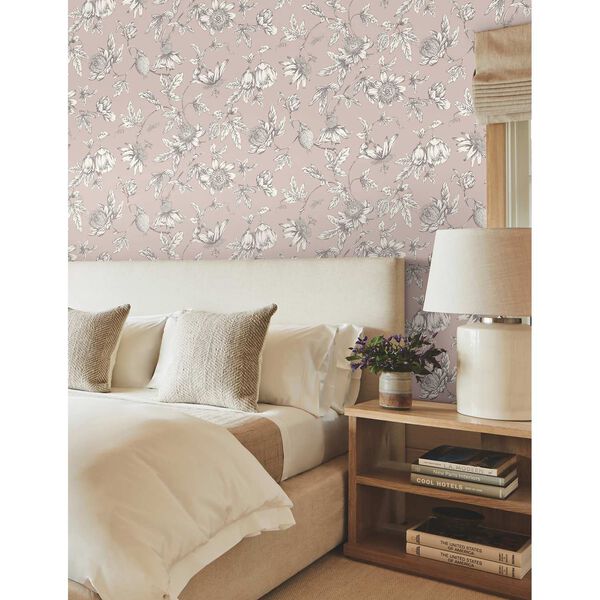 Passion Flower Toile Orchid Wallpaper, image 3