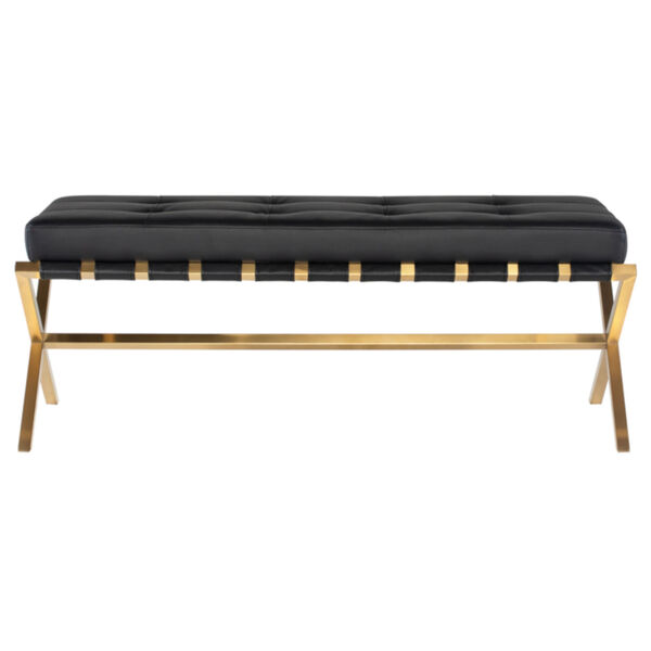 Auguste Matte Black and Gold Bench, image 2