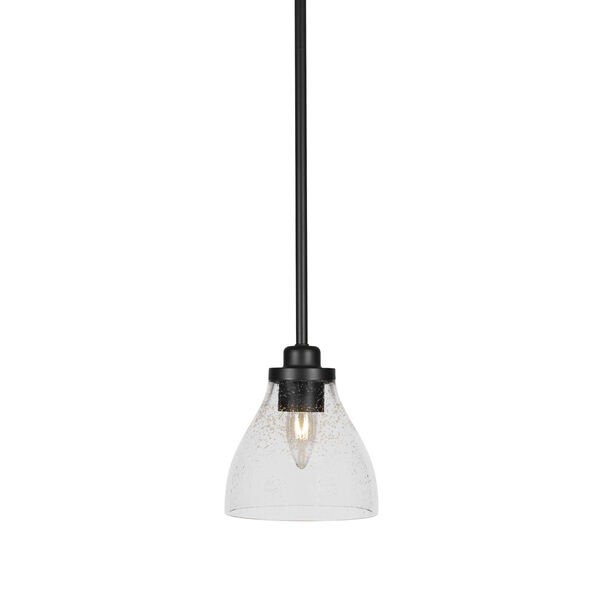 Odyssey Matte Black Seven-Inch One-Light Mini Pendant with Clear Bubble Glass Shade, image 1