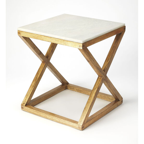 Braylon Marble and Wood End Table, image 1