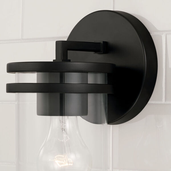 Fuller Matte Black One-Light Sconce with Clear Glass, image 2