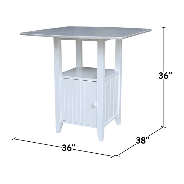 Dual Drop Leaf Antiqued Chalk Counter Height Bistro Table  with Storage, image 3
