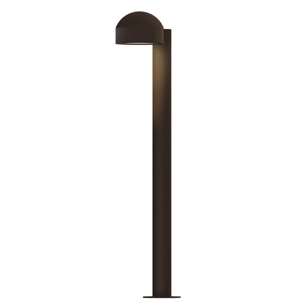 Inside-Out REALS Textured Bronze 28-Inch LED Bollard with Plate Lens and Dome Cap with Frosted White Lens, image 1