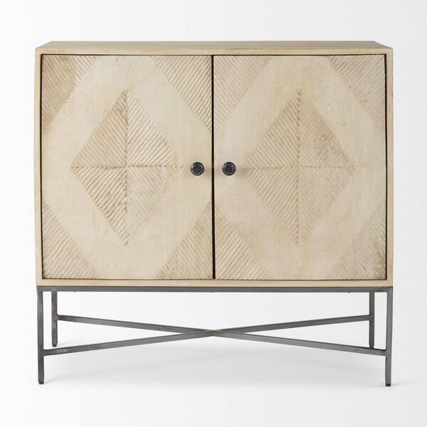 Hogarth Blonde Wood and Silver Two-Door Accent Cabinet, image 2