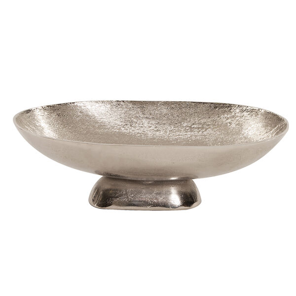 Textured Footed Bowl in Bright Silver, Large, image 1