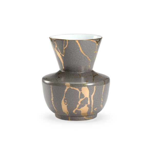 Skin Gray and Metallic Gold  Vase, image 1