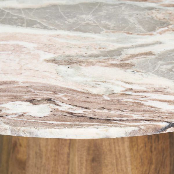 Allyson Round Medium Brown With Pink Marble Pedestal Dining Table, image 5