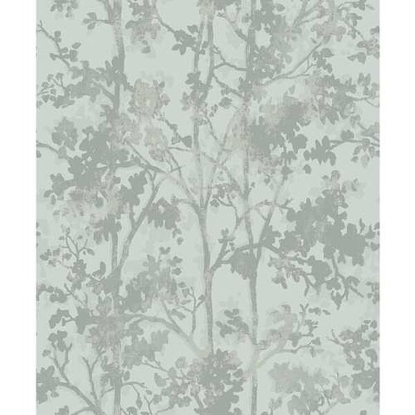 Shimmering Foliage Spa and Silver Wallpaper, image 2