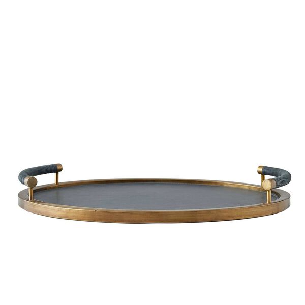 Tallulah Antique Brass Slate Leather Tray, image 3