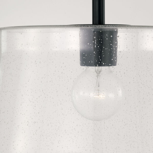 HomePlace Baker Matte Black One-Light Semi-Flush or Pendant with Clear Seeded Glass, image 2