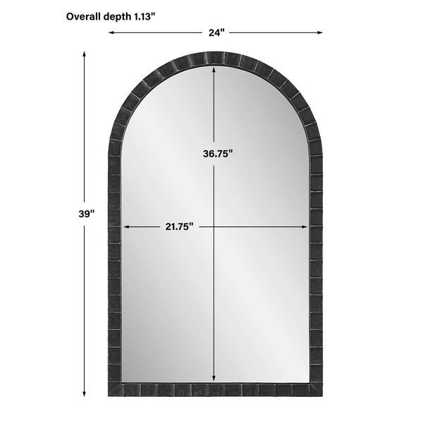 Dandridge Matte Black and Silver 24-Inch x 39-Inch Arch Mirror, image 4