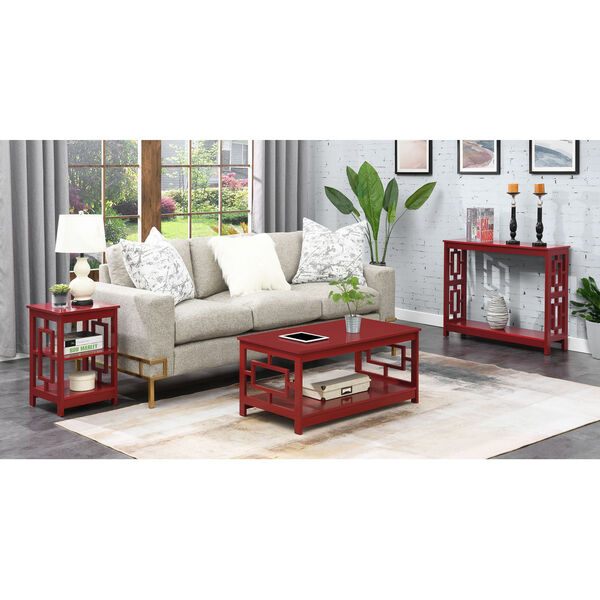 Town Square Cranberry Red End Table with Shelves, image 5