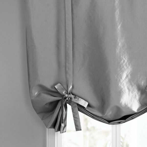 Platinum Faux Silk Taffeta Tie-Up Window Shade Single Panel, image 6