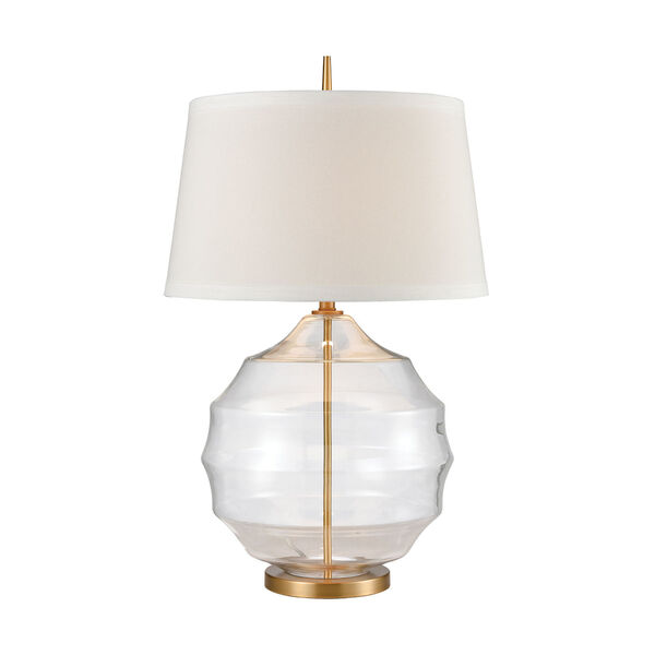 Clear and Matte Brushed Gold One-Light Table Lamp, image 1