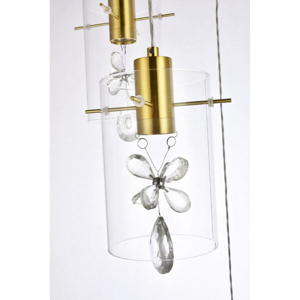 Hana Gold 12-Light LED Pendant with Royal Cut Clear Crystal, image 4