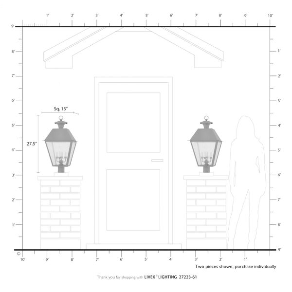 Wentworth Charcoal Four-Light Outdoor Extra Large Lantern Post, image 1