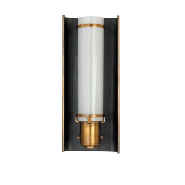 Greenwich Sconce in Bronze and Hand-Rubbed Antique Brass with White Glass by Thomas O'Brien, image 1