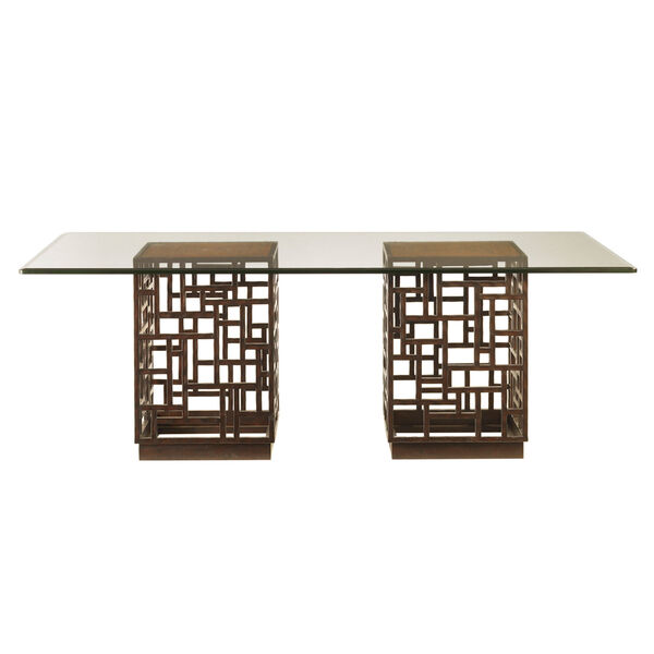 Ocean Club Brown South Sea Dining Table with 84 In. x 48 In. Glass Top, image 1